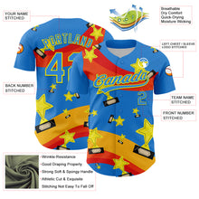 Load image into Gallery viewer, Custom Electric Blue Light Yellow 3D Pattern Design Champion Trophy Authentic Baseball Jersey
