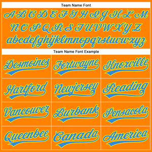 Custom Bay Orange Electric Blue-Light Yellow 3D Pattern Design Champion Trophy Authentic Baseball Jersey