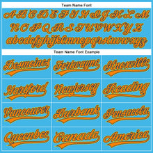 Load image into Gallery viewer, Custom Sky Blue Bay Orange US Navy Blue-Yellow 3D Pattern Design Champion Trophy Authentic Baseball Jersey
