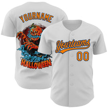 Load image into Gallery viewer, Custom White Bay Orange-US Navy Blue 3D Pattern Halloween Authentic Baseball Jersey
