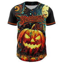 Load image into Gallery viewer, Custom Black Orange 3D Halloween Authentic Baseball Jersey
