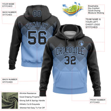 Load image into Gallery viewer, Custom Stitched Black Light Blue 3D Pattern Design Gradient Square Shape Sports Pullover Sweatshirt Hoodie
