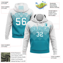 Load image into Gallery viewer, Custom Stitched White Teal 3D Pattern Design Gradient Square Shape Sports Pullover Sweatshirt Hoodie

