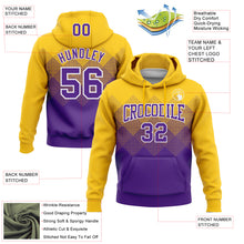 Load image into Gallery viewer, Custom Stitched Yellow Purple-White 3D Pattern Design Gradient Square Shape Sports Pullover Sweatshirt Hoodie
