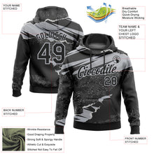 Load image into Gallery viewer, Custom Stitched Black Gray 3D Pattern Design Torn Paper Style Sports Pullover Sweatshirt Hoodie
