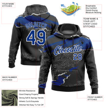Load image into Gallery viewer, Custom Stitched Black Royal-White 3D Pattern Design Torn Paper Style Sports Pullover Sweatshirt Hoodie
