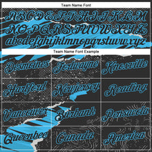Load image into Gallery viewer, Custom Stitched Black Sky Blue 3D Pattern Design Torn Paper Style Sports Pullover Sweatshirt Hoodie
