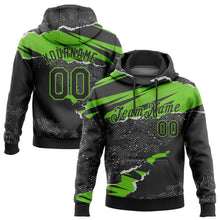Load image into Gallery viewer, Custom Stitched Black Aurora Green 3D Pattern Design Torn Paper Style Sports Pullover Sweatshirt Hoodie
