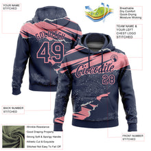Load image into Gallery viewer, Custom Stitched Navy Medium Pink 3D Pattern Design Torn Paper Style Sports Pullover Sweatshirt Hoodie
