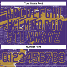 Load image into Gallery viewer, Custom Stitched Purple Old Gold 3D Pattern Design Torn Paper Style Sports Pullover Sweatshirt Hoodie
