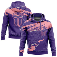 Load image into Gallery viewer, Custom Stitched Purple Medium Pink 3D Pattern Design Torn Paper Style Sports Pullover Sweatshirt Hoodie

