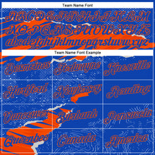 Load image into Gallery viewer, Custom Stitched Thunder Blue Orange 3D Pattern Design Torn Paper Style Sports Pullover Sweatshirt Hoodie
