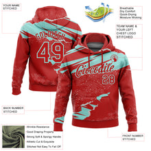 Load image into Gallery viewer, Custom Stitched Red Ice Blue 3D Pattern Design Torn Paper Style Sports Pullover Sweatshirt Hoodie
