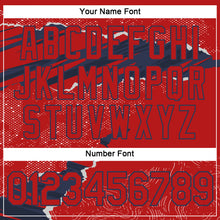 Load image into Gallery viewer, Custom Stitched Red Navy 3D Pattern Design Torn Paper Style Sports Pullover Sweatshirt Hoodie
