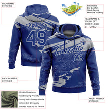 Load image into Gallery viewer, Custom Stitched Royal Gray 3D Pattern Design Torn Paper Style Sports Pullover Sweatshirt Hoodie
