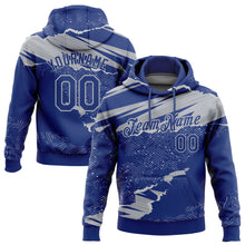 Load image into Gallery viewer, Custom Stitched Royal Gray 3D Pattern Design Torn Paper Style Sports Pullover Sweatshirt Hoodie
