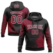 Load image into Gallery viewer, Custom Stitched Black Crimson-White 3D Pattern Design Abstract Brush Stroke Sports Pullover Sweatshirt Hoodie
