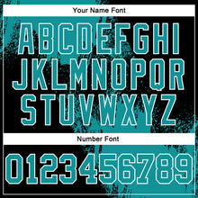 Load image into Gallery viewer, Custom Stitched Black Teal-White 3D Pattern Design Abstract Brush Stroke Sports Pullover Sweatshirt Hoodie
