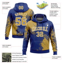 Load image into Gallery viewer, Custom Stitched Royal Old Gold-White 3D Pattern Design Abstract Brush Stroke Sports Pullover Sweatshirt Hoodie
