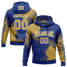 Load image into Gallery viewer, Custom Stitched Royal Old Gold-White 3D Pattern Design Abstract Brush Stroke Sports Pullover Sweatshirt Hoodie
