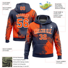 Load image into Gallery viewer, Custom Stitched Navy Orange-White 3D Pattern Design Abstract Brush Stroke Sports Pullover Sweatshirt Hoodie
