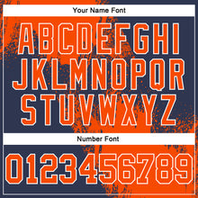 Load image into Gallery viewer, Custom Stitched Navy Orange-White 3D Pattern Design Abstract Brush Stroke Sports Pullover Sweatshirt Hoodie
