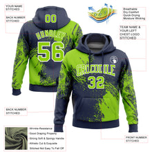 Load image into Gallery viewer, Custom Stitched Navy Neon Green-White 3D Pattern Design Abstract Brush Stroke Sports Pullover Sweatshirt Hoodie
