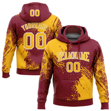 Load image into Gallery viewer, Custom Stitched Crimson Gold-White 3D Pattern Design Abstract Brush Stroke Sports Pullover Sweatshirt Hoodie
