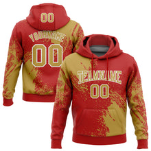 Load image into Gallery viewer, Custom Stitched Red Old Gold-White 3D Pattern Design Abstract Brush Stroke Sports Pullover Sweatshirt Hoodie
