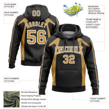 Load image into Gallery viewer, Custom Stitched Black Old Gold-White 3D Pattern Design Segmentation Patchwork Stripe Sports Pullover Sweatshirt Hoodie
