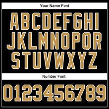 Load image into Gallery viewer, Custom Stitched Black Old Gold-White 3D Pattern Design Segmentation Patchwork Stripe Sports Pullover Sweatshirt Hoodie
