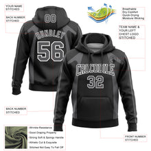 Load image into Gallery viewer, Custom Stitched Black Steel Gray-White 3D Pattern Design Segmentation Patchwork Stripe Sports Pullover Sweatshirt Hoodie
