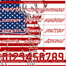 Load image into Gallery viewer, Custom White Red-US Navy Blue 3D American Flag And Deer Hunting Sports Pullover Sweatshirt Hoodie
