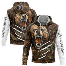 Load image into Gallery viewer, Custom Camo Black-White 3D Bear Hunting Sports Pullover Sweatshirt Hoodie
