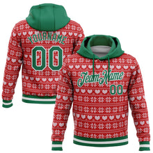 Load image into Gallery viewer, Custom Stitched Maroon Kelly Green-White 3D Christmas Sports Pullover Sweatshirt Hoodie
