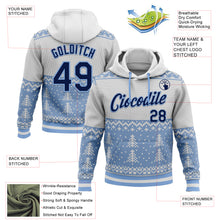 Load image into Gallery viewer, Custom Stitched White Navy-Light Blue 3D Christmas Sports Pullover Sweatshirt Hoodie
