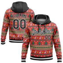 Load image into Gallery viewer, Custom Stitched Red Black-White 3D Christmas Sports Pullover Sweatshirt Hoodie
