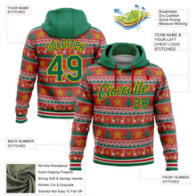 Load image into Gallery viewer, Custom Stitched Red Kelly Green-Gold 3D Christmas Sports Pullover Sweatshirt Hoodie
