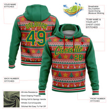 Load image into Gallery viewer, Custom Stitched Red Kelly Green-Gold 3D Christmas Sports Pullover Sweatshirt Hoodie
