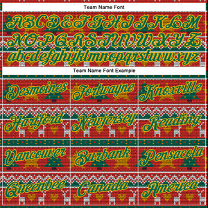 Custom Stitched Red Kelly Green-Gold 3D Christmas Sports Pullover Sweatshirt Hoodie