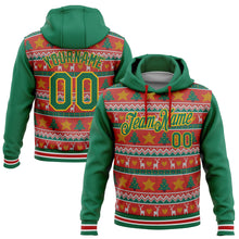 Load image into Gallery viewer, Custom Stitched Red Kelly Green-Gold 3D Christmas Sports Pullover Sweatshirt Hoodie
