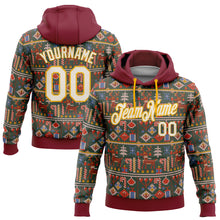 Load image into Gallery viewer, Custom Stitched Crimson Cream-Gold 3D Christmas Sports Pullover Sweatshirt Hoodie

