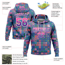 Load image into Gallery viewer, Custom Stitched Royal Pink-Purple 3D Pattern Design Geometric Gradient Square Shapes Sports Pullover Sweatshirt Hoodie
