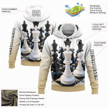 Load image into Gallery viewer, Custom White Vegas Gold-Black 3D Chess International Chess Day Sports Pullover Sweatshirt Hoodie
