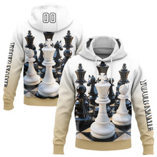 Load image into Gallery viewer, Custom White Vegas Gold-Black 3D Chess International Chess Day Sports Pullover Sweatshirt Hoodie
