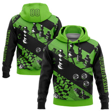 Load image into Gallery viewer, Custom Aurora Green Black 3D Chess International Chess Day Sports Pullover Sweatshirt Hoodie
