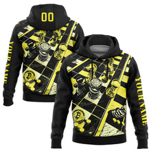Load image into Gallery viewer, Custom Stitched Black Light Yellow 3D Chess International Chess Day Sports Pullover Sweatshirt Hoodie

