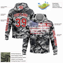 Load image into Gallery viewer, Custom Camo Red-White 3D USA Flag Sports Pullover Sweatshirt Salute To Service Hoodie
