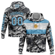 Load image into Gallery viewer, Custom Camo Light Blue-Black 3D Argentina Argentinian Flag Sports Pullover Sweatshirt Salute To Service Hoodie
