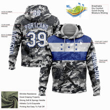 Load image into Gallery viewer, Custom Camo White-Royal 3D Honduras Honduran Flag Sports Pullover Sweatshirt Salute To Service Hoodie
